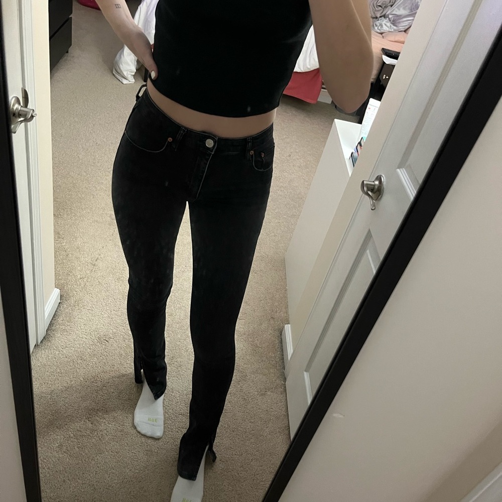 Zara black skinny jeans with slit